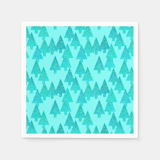 Moderne Blume Weihnachtsbäume - Aqua & Peacock Serviette (Vorderseite)