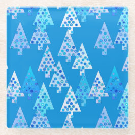 Moderne Blume Weihnachtsbäume - Cerulalblau Glasuntersetzer