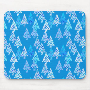Moderne Blume Weihnachtsbäume - Cerulalblau Mousepad
