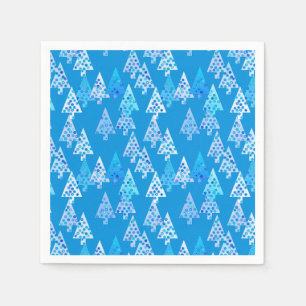 Moderne Blume Weihnachtsbäume - Cerulalblau Serviette