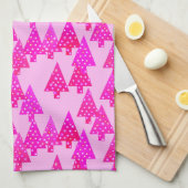 Moderne Blume Weihnachtsbäume - Fuchsienrosa Geschirrtuch (Viertel Falte)
