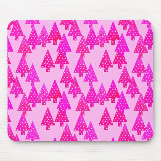 Moderne Blume Weihnachtsbäume - fuchsienrosa Mousepad (Vorne)