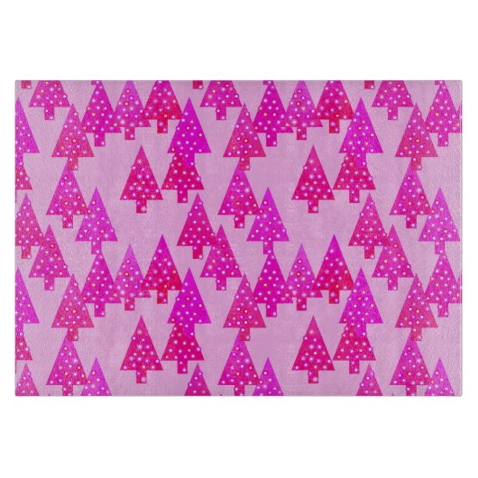 Moderne Blume Weihnachtsbäume - fuchsienrosa Schneidebrett (Vorderseite)