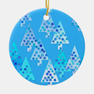 Moderne Blume Weihnachtsbäume - Himmel blau Keramikornament