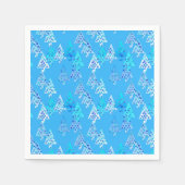 Moderne Blume Weihnachtsbäume - Himmel blau Serviette (Vorderseite)