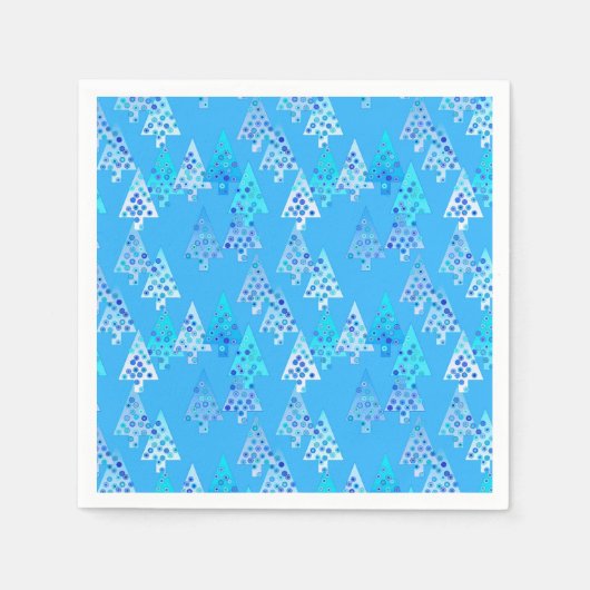 Moderne Blume Weihnachtsbäume - Himmel blau Serviette (Vorderseite)