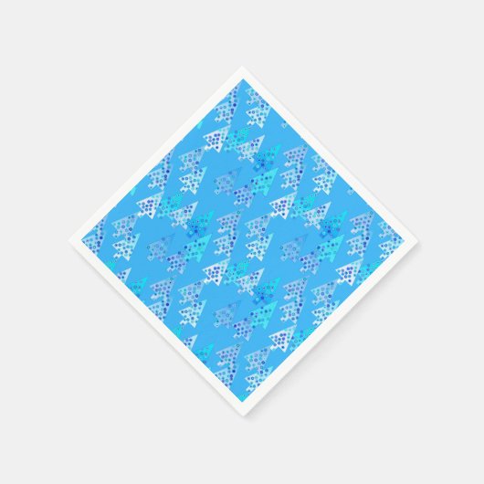 Moderne Blume Weihnachtsbäume - Himmel blau Serviette (Ecke)