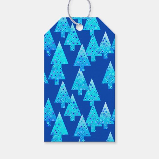 Moderne Blume Weihnachtsbäume - Kobaltblau Geschenkanhänger (Vorderseite)