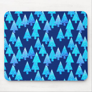 Moderne Blume Weihnachtsbäume - Kobaltblau Mousepad