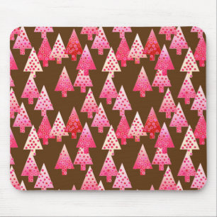 Moderne Blume Weihnachtsbäume - Korallen & Braun Mousepad