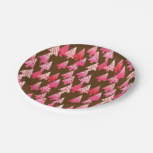 Moderne Blume Weihnachtsbäume - Korallen & Braun Pappteller (Schrägansicht)