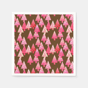 Moderne Blume Weihnachtsbäume - Korallen & Braun Serviette