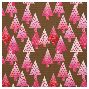 Moderne Blume Weihnachtsbäume - Korallen & Braun Stoff