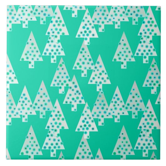 Moderne Blume Weihnachtsbäume - Meeresgrün Fliese (Vorderseite)