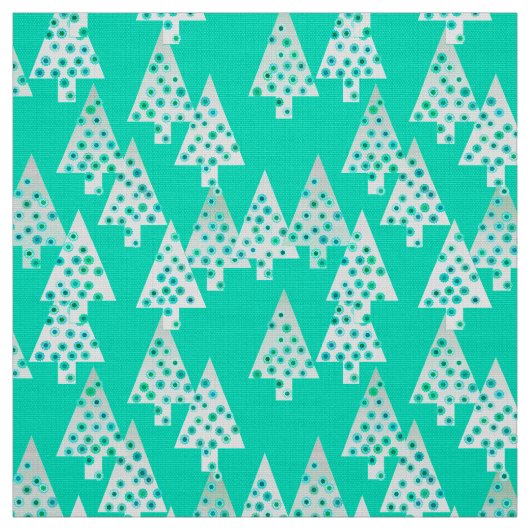 Moderne Blume Weihnachtsbäume - Meeresgrün Stoff (Muster)