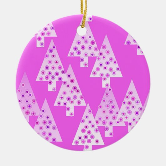 Moderne Blume Weihnachtsbäume - Orchideenrosa Keramikornament (Vorne)