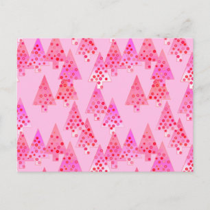 Moderne Blume Weihnachtsbäume - pastellrosa Feiertagspostkarte