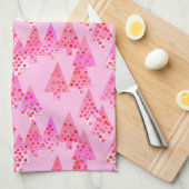 Moderne Blume Weihnachtsbäume - pastellrosa Geschirrtuch (Viertel Falte)