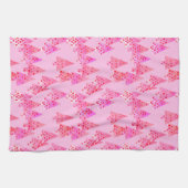 Moderne Blume Weihnachtsbäume - pastellrosa Geschirrtuch (Horizontal)