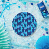 Moderne Blume Weihnachtsbäume - tiefblau Pappteller (Party)