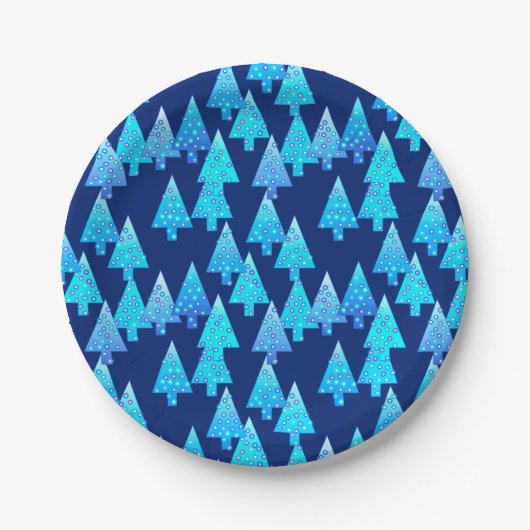 Moderne Blume Weihnachtsbäume - tiefblau Pappteller (Vorderseite)
