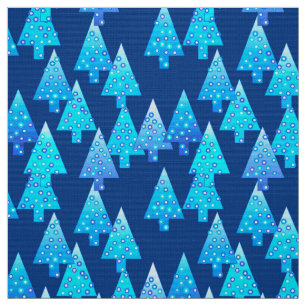 Moderne Blume Weihnachtsbäume - tiefblau Stoff
