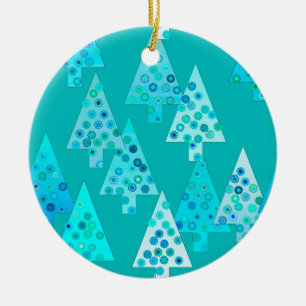 Moderne Blume Weihnachtsbäume - Türkis Keramik Ornament