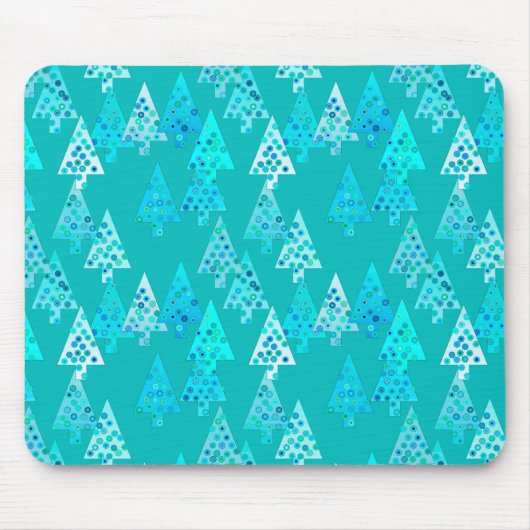Moderne Blume Weihnachtsbäume - Türkis Mousepad (Vorne)