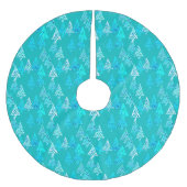 Moderne Blume Weihnachtsbäume - Türkis Polyester Weihnachtsbaumdecke (Vorderseite)