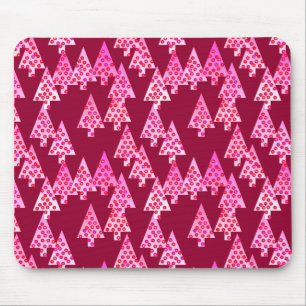 Moderne Blume Weihnachtsbäume - Wein & Rosa Mousepad