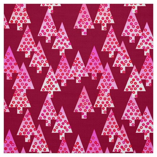 Moderne Blume Weihnachtsbäume - Wein & Rosa Stoff (Muster)