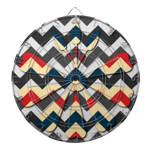 Moderne Blume Zickzack Zigzag Muster Dartscheibe (vorne)