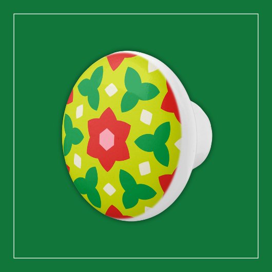 Moderne Blume zu grün und rot geometrisch gegliede Keramikknauf