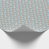 Moderne Blumen auf Blau Geschenkpapier (Ecke)