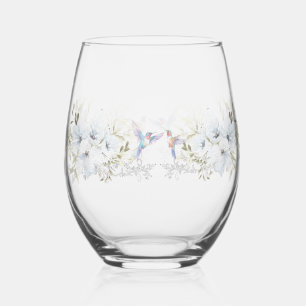 Moderne Blumen-Bird-Overlay-Blume Hochzeit Weinglas Ohne Stiel