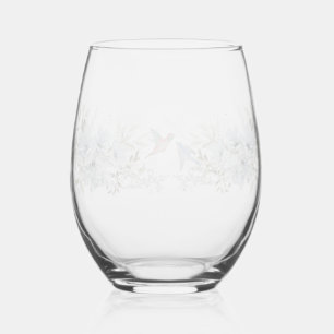 Moderne Blumen-Bird-Overlay-Blume Hochzeit Weinglas Ohne Stiel