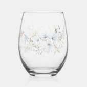 Moderne Blumen-Bird-Overlay-Blume Hochzeit Weinglas Ohne Stiel (Links)