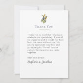 Moderne Blumen |Blue & Green w Ampersand Hochzeit Dankeskarte (Rückseite)