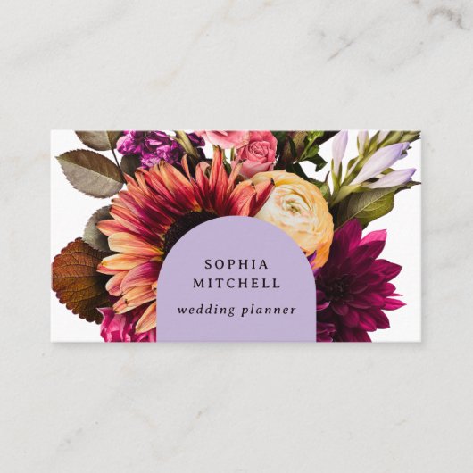 Moderne Blumen | Dunkel farbig und elegant Visitenkarte (Vorderseite)