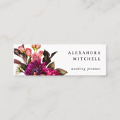 Moderne Blumen | Dunkler farbiger und eleganter QR Mini Visitenkarte (Vorderseite)