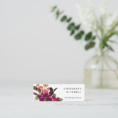 Moderne Blumen | Dunkler farbiger und eleganter QR Mini Visitenkarte (Stehend Vorderseite)