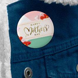 Moderne Blumen erröten rosa grünes weißes Gold Button