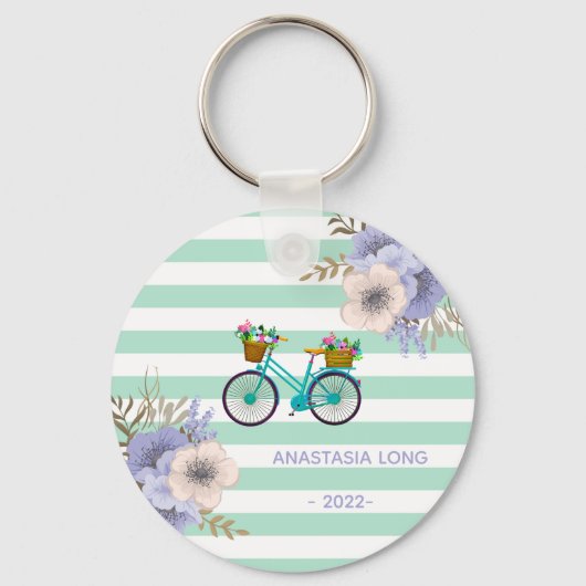 Moderne Blumen Fahrräder Schlüsselanhänger (Vorderseite)