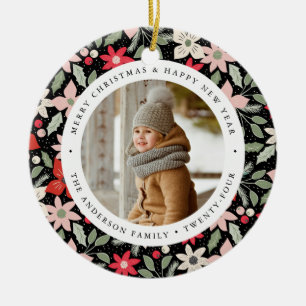 Moderne Blumen Feiertagsfoto Keramik Ornament