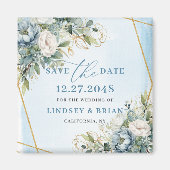 Moderne Blumen Gold Glitzer Save the Date Magnet (Vorne)