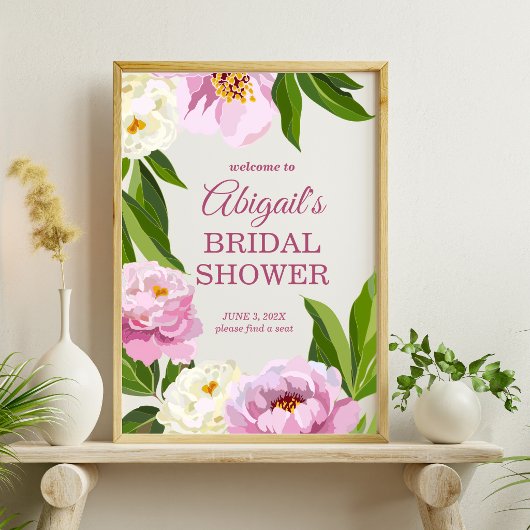 Moderne Blumen Hochzeitsdusche Willkommen Poster