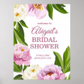Moderne Blumen Hochzeitsdusche Willkommen Poster (Vorne)