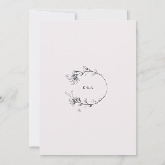 Moderne Blumen-Hochzeitseinladung (Rückseite)