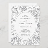 Moderne Blumen-Hochzeitseinladung (Vorne/Hinten)