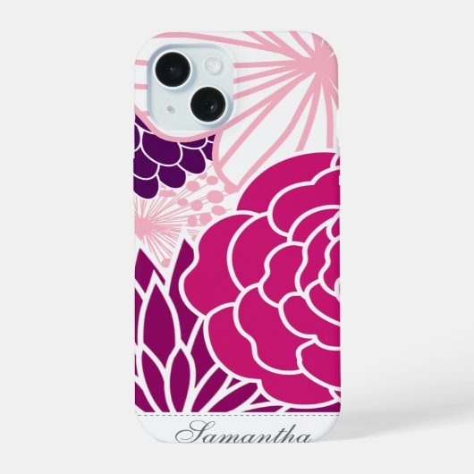 Moderne Blumen iPhone 15 Hülle (Rückseite)
